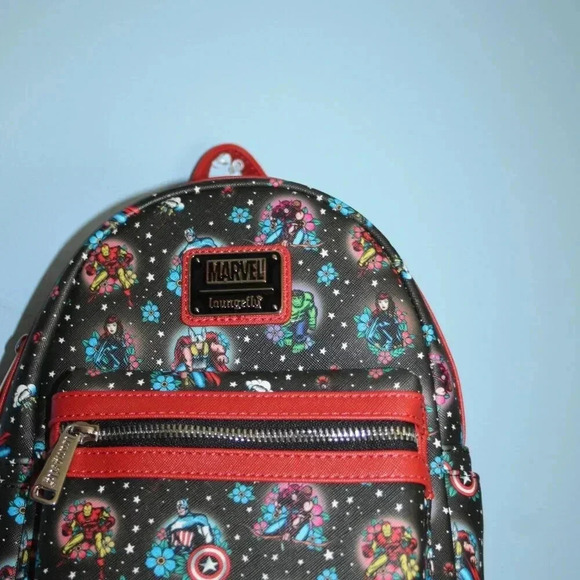 Loungefly Marvel Avengers Mini Backpack Floral Tattoo Print NWT main image 8